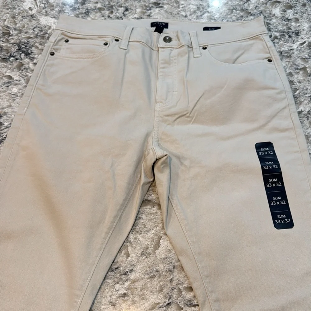 J.Crew Flex Slim Jeans Off White Stretch Denim 33x32 NWT Men’s